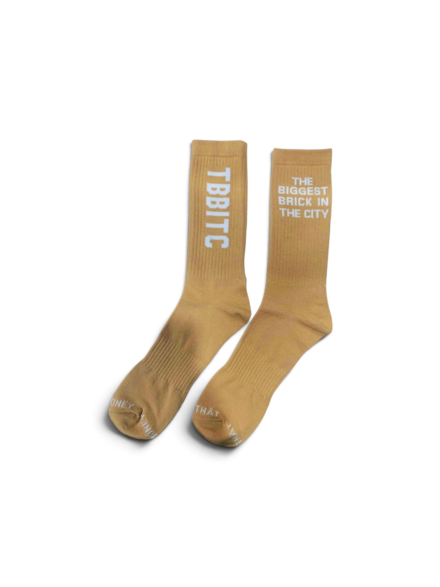 Photoroom_20260814_143619 TBBITC crew socks featuring bold The Biggest Brick In The City branding.